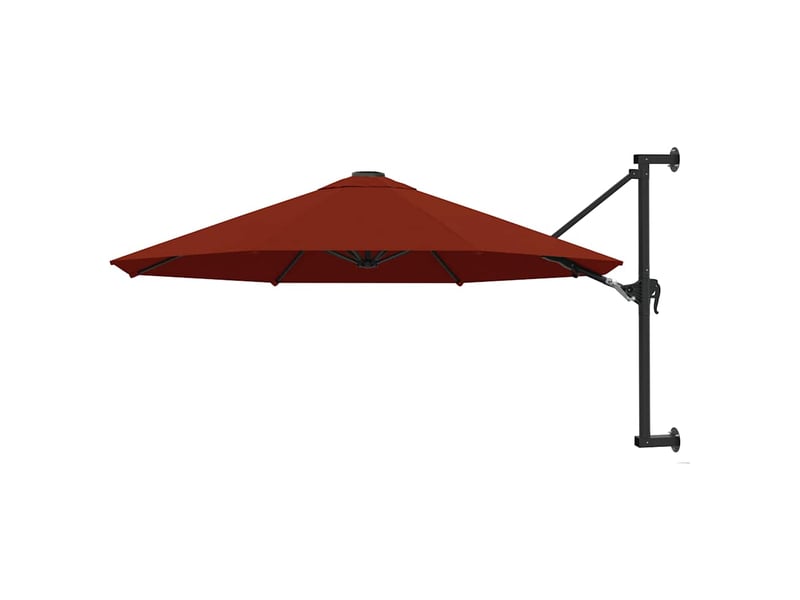  Parasol mural diamètre 300 cm terre cuite avec mât métal, manivelle et 8 nervures  - Conforama A