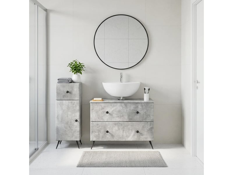 Ensemble de 2 meubles de salle de bain breda gris béton cf63097 - Conforama B