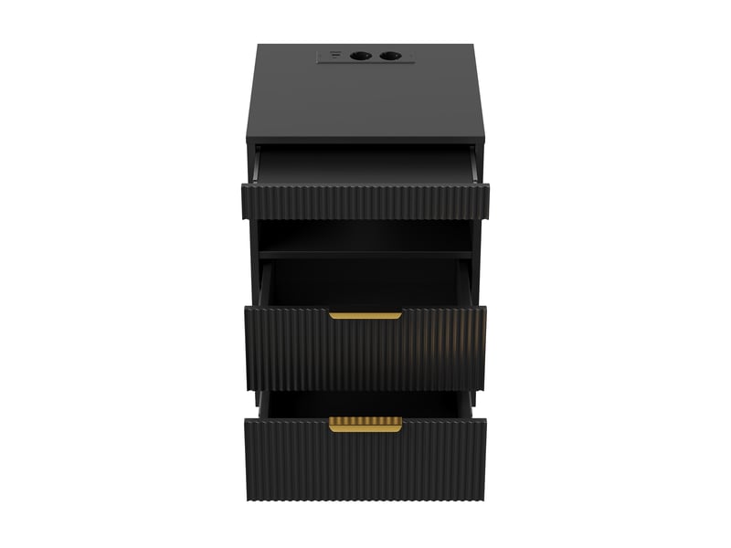 Table de chevet 40x40x60 cm, table de nuit avec station de charge usb c et led rgb, compartiment caché, avec 2 tiroirs et niche de rangement, noir - Conforama A