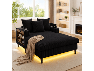 Fauteuil de salon, fauteuil lounge – avec méridienne, avec rangement, éclairage led, port usb, porte-gobelets, poches latérales