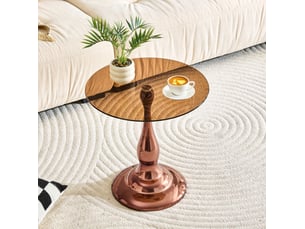 Table basse rond(e) coloris marron EVRYAE - 50 cmx50 cm