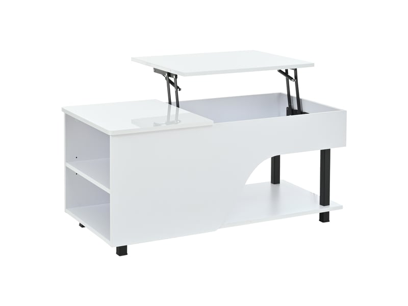 Table basse avec led blanche ajustable 50 x 100 cm en panneau de particules  - Conforama D