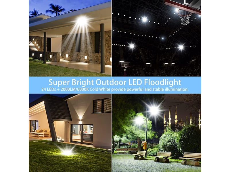 Lot de 2 projecteurs led 20w ip65 – éclairage extérieur mural étanche pour jardin, 12,3x10,5x3 cm - Conforama D