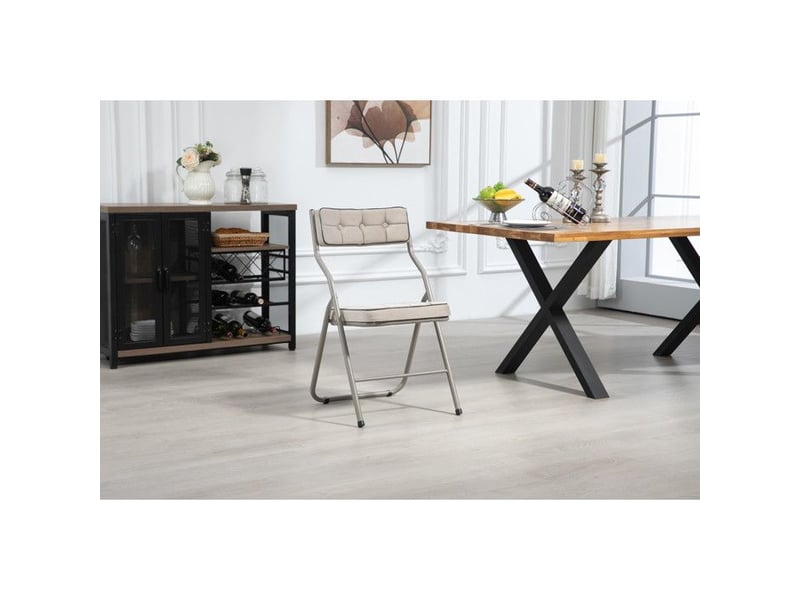  Chaises pliantes rembourrées - 2 pièces - khaki - 46x47x80 cm - siège et dossier rembourrés - velours doux - pliable beige - Conforama B