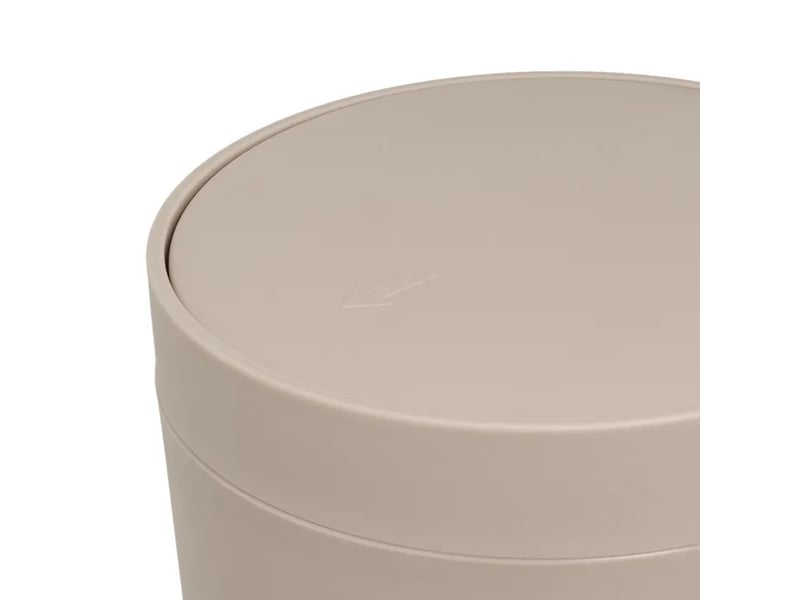  Poubelle ronde de salle de bain à couvercle basculant en polypropylène finition mate, capacité 5l,coloris beige - longueur 18 x profondeur 18 x hauteur 27 cm  - Conforama D