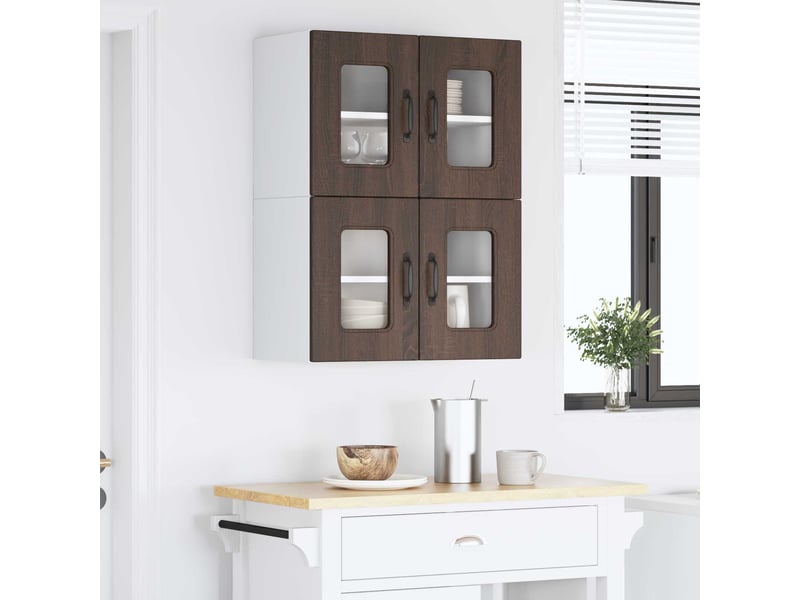  Meuble mural de cuisine | armoire de cuisine 2 pcs chêne brun shl5956  - Conforama D