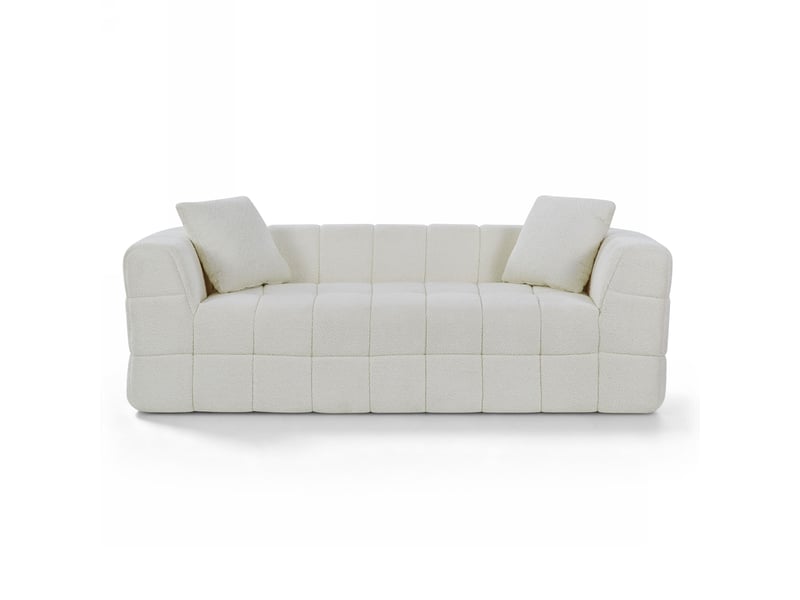  Canapé droit compressé jupa 3 places tissu bouclette beige  - Conforama A