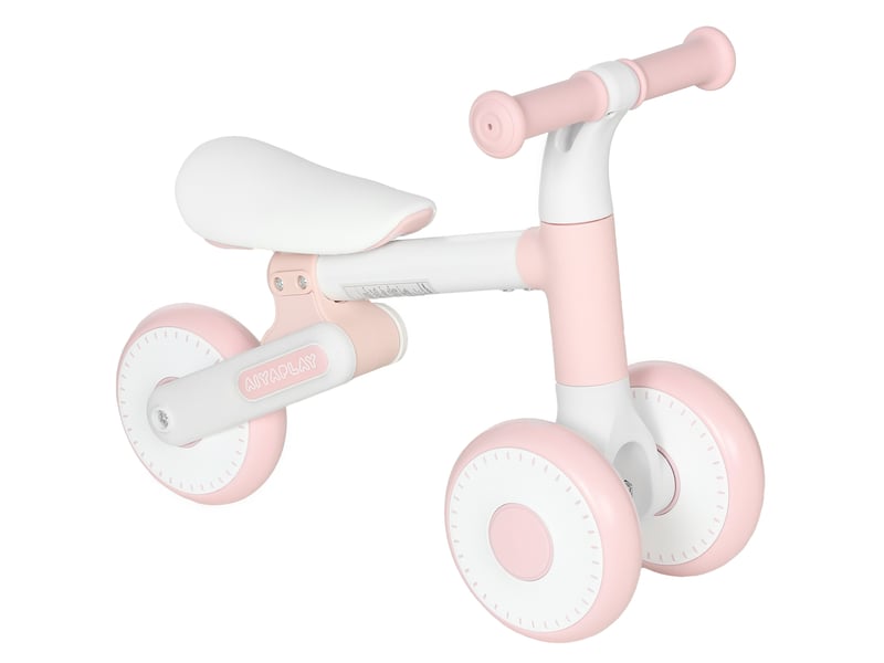  Draisienne bébé 1-2 ans pliable, siège réglable, direction limitée à 135°, pneus eva silencieux, 52x23x36,5cm, rose  - Conforama A