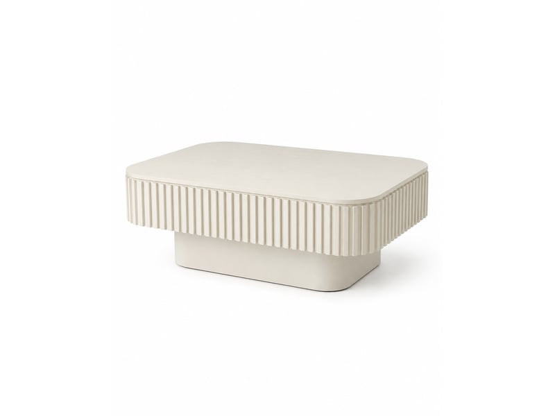 Table basse rectangulaire 98x60 cm, crème, avec coffre Fay Lum - Conforama A