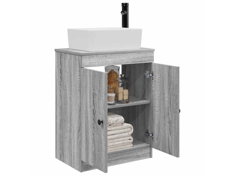 Meuble salle de bain avec évier, meuble de rangement sonoma gris 54x35x83 cm shl3756 - Conforama C