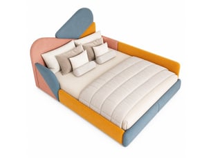 Lit simple 140x200 cm <strong>HAVRYA</strong>  <strong></strong> coloris multicolore