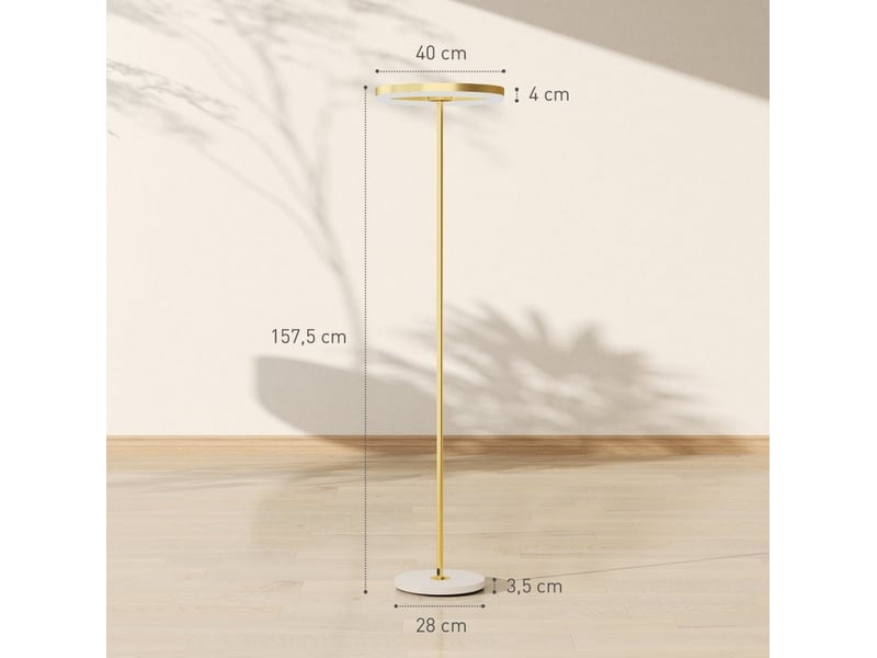  Lampadaire led 40x40x157,5 cm doré en métal et acrylique, variateur 3 niveaux avec interrupteur au pied  - Conforama C