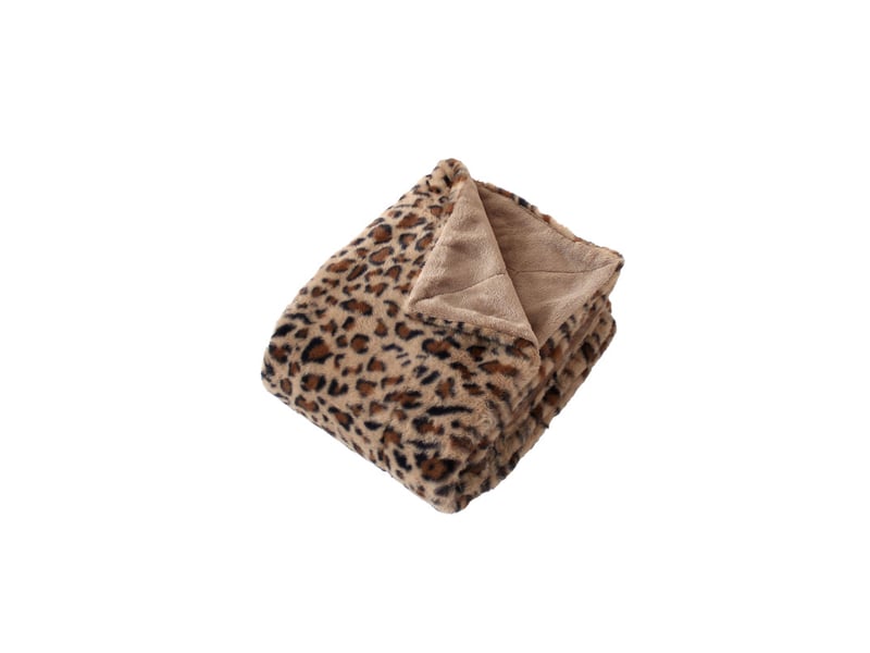  Plaid effet fourrure léopard 300 g,m² en flanelle avec sac de rangement - 125x150cm - noir  - Conforama B