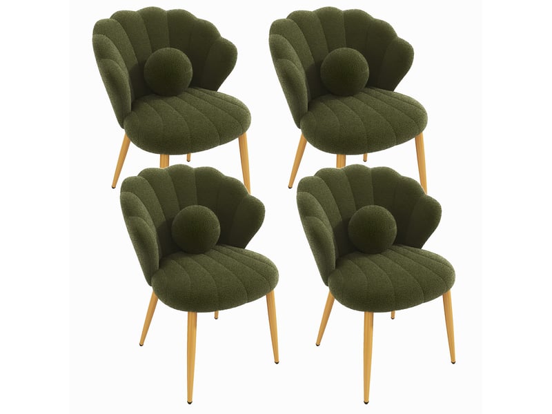  Lot de 4 chaises de salle à manger en tissu bouclette vert 60x62,5x83 cm  - Conforama A