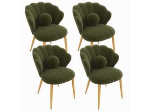 Lot de 4 chaises de salle à manger en tissu bouclette vert 60x62,5x83 cm