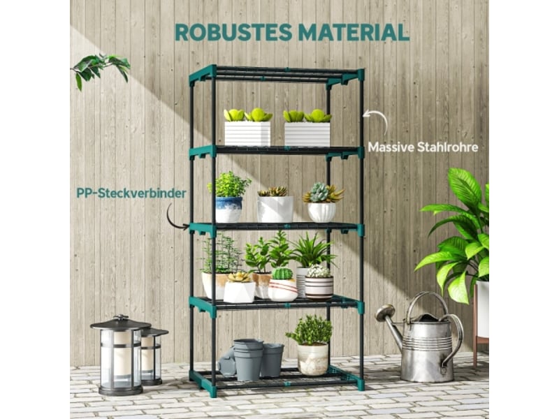 Porte-plantes 5 niveaux en acier vert foncé, 138 cm, pour intérieur et extérieur - Conforama D