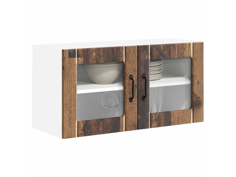 Meuble mural de cuisine, cabinet en verre mural bois ancien 80x31x40cm shl8384 - Conforama C