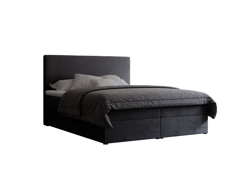  Lit coffre giulia - 180x200 cm - avec matelas et surmatelas - velours doux - gris foncé GIULIA - Conforama A