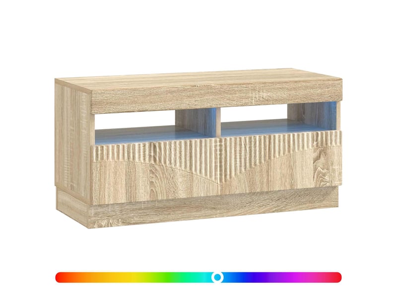  Meuble tv - banc tv - meuble de rangement led chêne sonoma bois d'ingénierie  - Conforama C