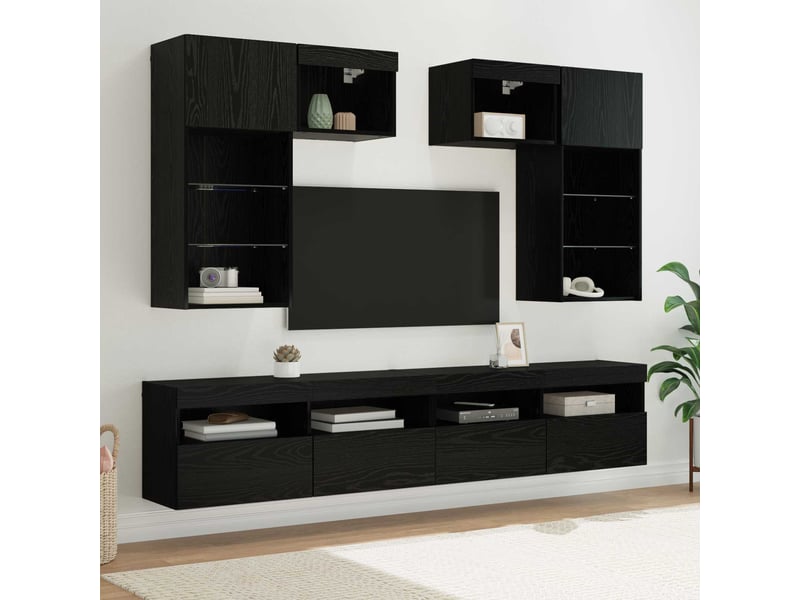  Lot de 6 meuble tv mural, meuble tv suspendu chêne artisanal bois d'ingénierie shl68908  - Conforama B