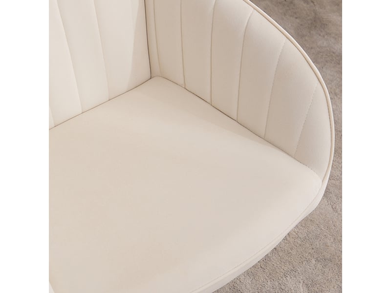  Chaise de bureau pivotante réglable en hauteur avec assise épaisse - lpospi - dossier ergonomique, velours - blanc  - Conforama C