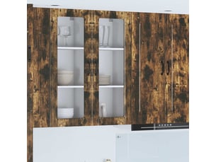 Meuble mural de cuisine, cabinet en verre mural chêne fumé 40x31x100cm shl9255