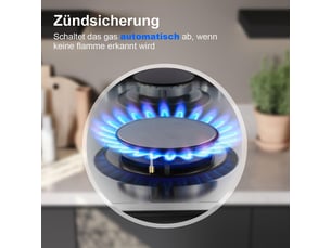 Plaque de cuisson gaz 5 feux en inox 68 cm, 10460 w, encastrable ou indépendante, double brûleur wok, gaz naturel et propane