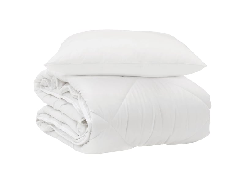  Duvet toutes saisons avec oreiller 2 pièces - couette blanc microfibre  - Conforama A