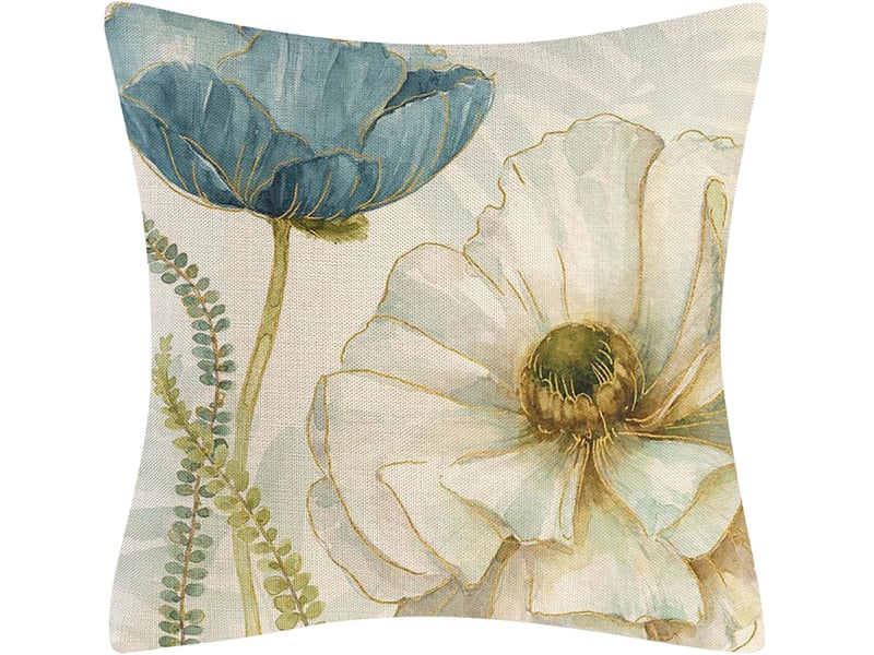  Lot de 4 housse de coussin - fleurs bleu beige housse coussin en lin lot de 4 décoratif fleuri moderne housses coussin 45 x 45 cm motif nature printemps taie oreiller deco interieur li  - Conforama D