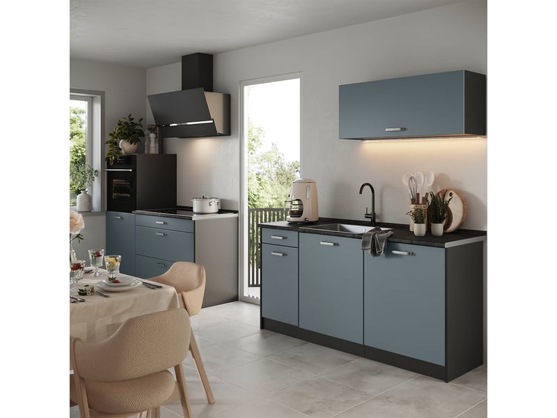  Vicco cuisine, bleu-grisanthracite, 160cm plan de travail marbre  - Conforama C