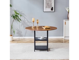 Table à manger ronde,107x107x75 cm,avec rangement,mdf,noir effet noyer