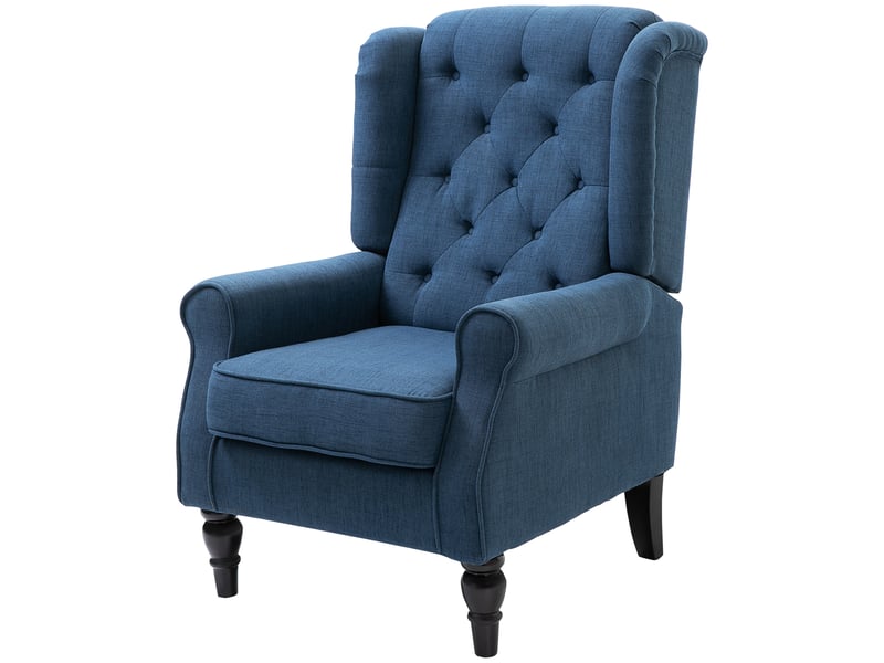  Fauteuil de salon en velours capitonné assise rembourrée pieds en bois 74x86x102 cm bleu T1003-01-18520 - Conforama C