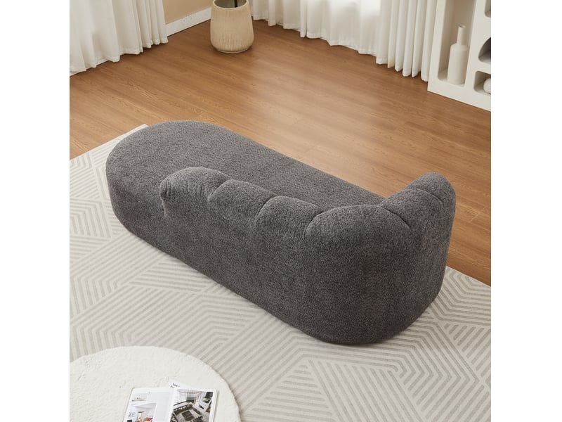  Méridienne modenvie 2 places en tissu chenille gris anthracite, dossier ondulé, sans accoudoirs, 204 x 87 x 66 cm  - Conforama E