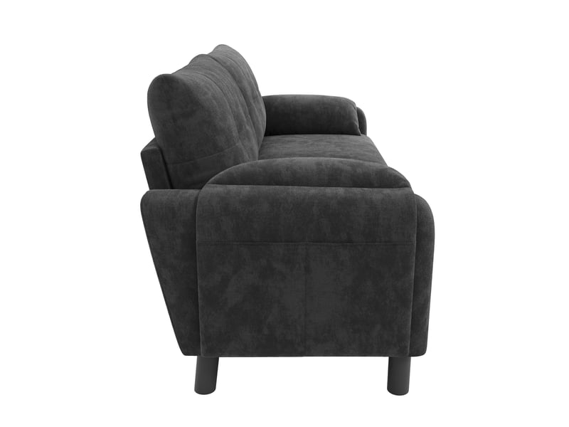 Canapé 2 places en chenille gris avec poches latérales et 2 coussins inclus, design scandinave - Conforama R
