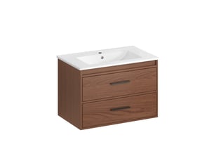 Meuble de salle de bain 75 x 46 x 52 cm, grand espace de rangement avec 2 tiroirs, mdf, marron