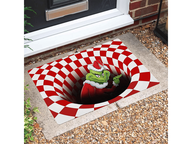  Tapis d'entrée illusion 3d, tapis d'entrée amusant pour décoration de noël, intérieur et extérieur, tapis de bienvenue pour salle de (rouge 40*60cm)  - Conforama D