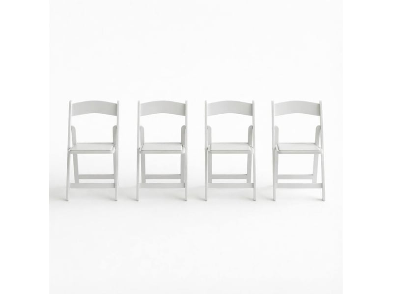  Lot de 4 chaises pliantes blanches en résine, assise rembourrée, pour intérieur et extérieur sans montage  - Conforama A