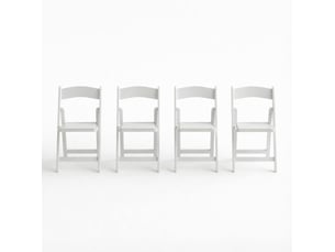 Lot de 4 chaises pliantes blanches en résine, assise rembourrée, pour intérieur et extérieur sans montage