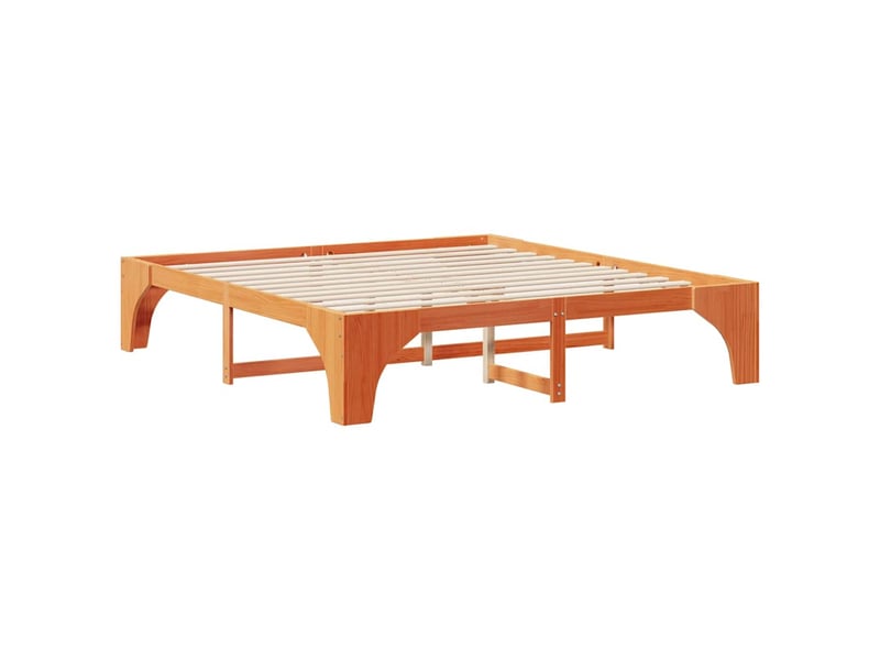 Lit double- lit adulte - cadre de lit marron 200 x 200 cm pin massif - Conforama C