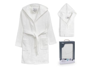 Peignoir de bain enfant interbaby taille 10-12 ans - blanc - coton éponge, boîte cadeau