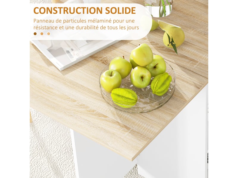  Table à manger pliante table de cuisine extensible pour 2 à 4 personnes 2 abattants chêne 120 x 72 x 75 cm  - Conforama W