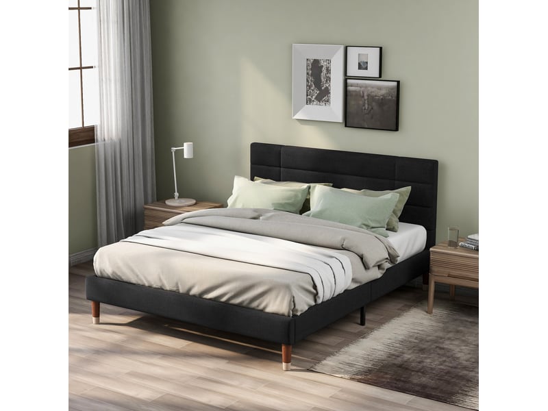  Modenvie lit double 140x200 cm - sommier et matelas ressorts ensaches inclus, rangement sous le lit - noir  - Conforama E