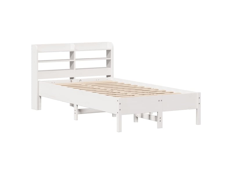 Lit simple- lit adulte - cadre de lit sans matelas blanc 90x190 cm bois de pin massif - Conforama B