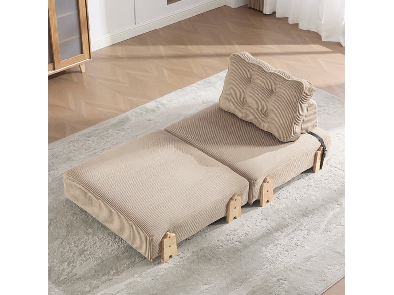 Fauteuil convertible 1 place en velours côtelé avec pieds en bois evryae - Conforama C