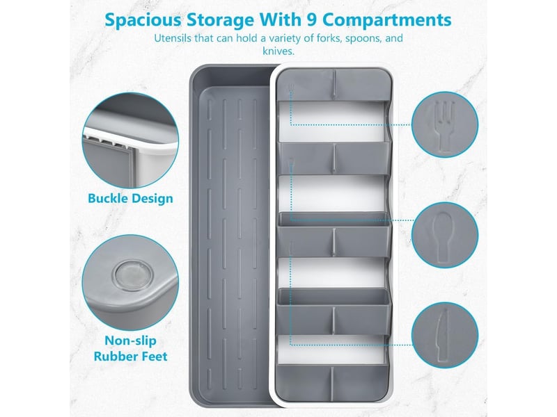  Organiseur de tiroir à couverts - plateau à couverts extensible - plateau à ustensiles compact - organiseur de rangement multifonction pour cuillères  - Conforama C