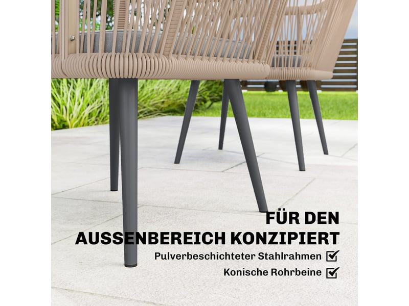  Lot de 2 fauteuils de jardin acier et rotin pe coussins gris clair 65 x 54 x 80 cm  - Conforama E