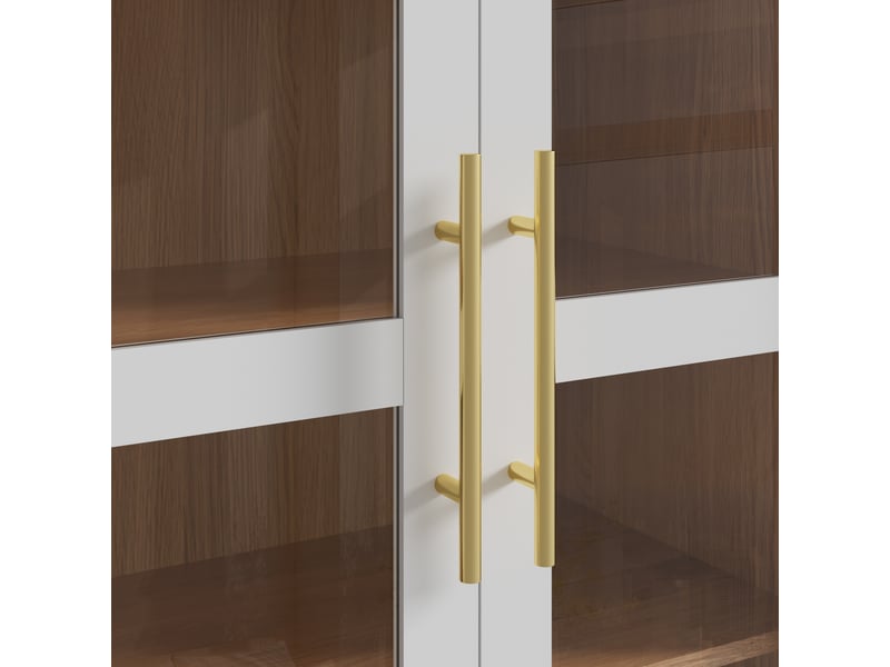  Buffet blanc moderne avec 3 portes vitrées et 4 tiroirs 110 cm  - Conforama E