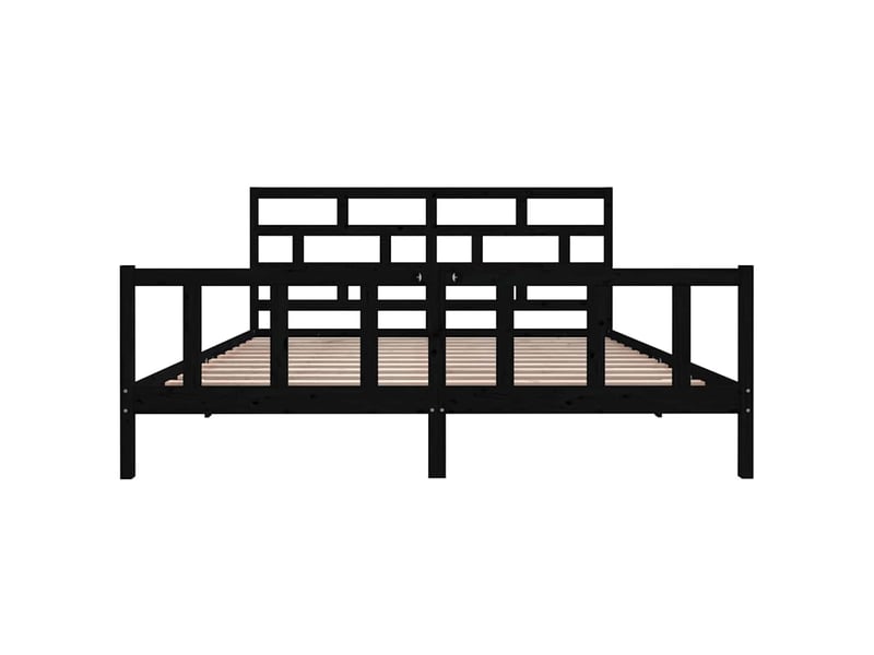  Lit double- lit adulte -  cadre de lit sans matelas noir bois massif 200x200 cm  - Conforama C