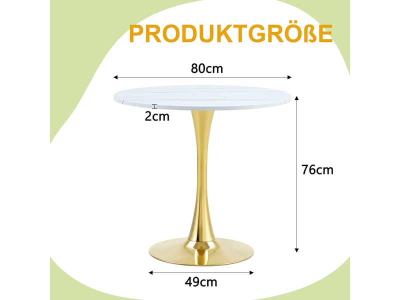  Table à manger ronde,80x80x76 cm,design tulipe,mdf et métal,blanche  - Conforama C