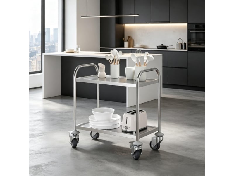 Chariot de cuisine pratique sur roulettes – servante élégante à 2 étages, robuste et mobile - Conforama B